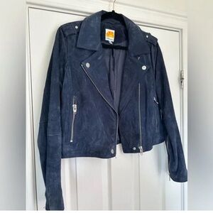 C&C California M/L Blue Suede Leather Moto